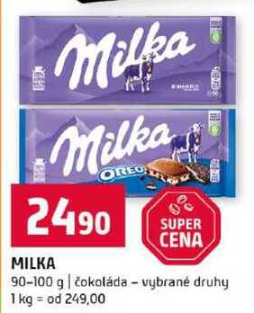Milka 90-100 g čokoláda vybrané druhy 
