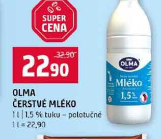 OLMA ČERSTVÉ MLÉKO 1.5 % tuku polotučné 1l