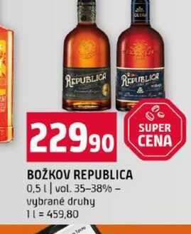 BOŽKOV REPUBLICA 0,5l vol. 35-38% vybrané druhy