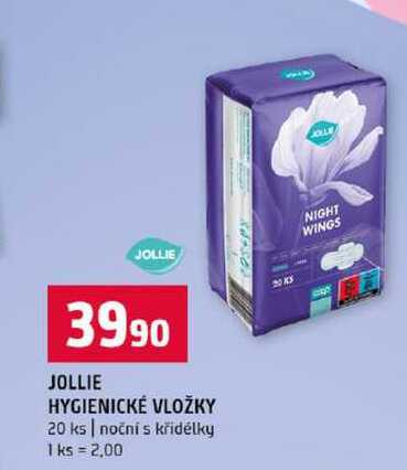 JOLLIE HYGIENICKÉ VLOŽKY 20 ks noční s křidélky