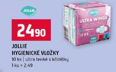 JOLLIE HYGIENICKÉ VLOŽKY 10 ks ultra tenké s křidélky 