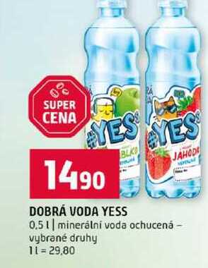 DOBRÁ VODA YESS 0.5l minerální voda ochucená vybrané druhy
