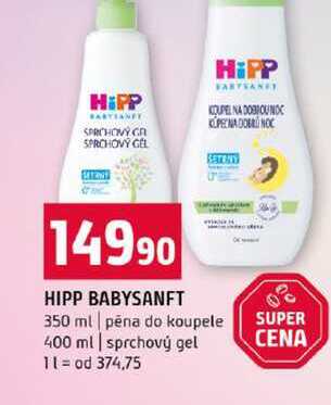 HIPP BABYSANFT 350 ml pěna do koupele 400 ml sprchový gel