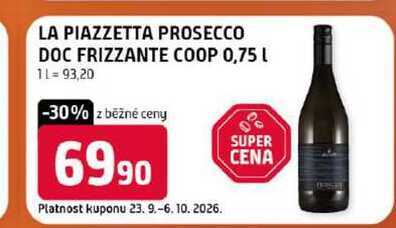 LA PIAZZETTA PROSECCO DOC FRIZZANTE COOP 0,75l