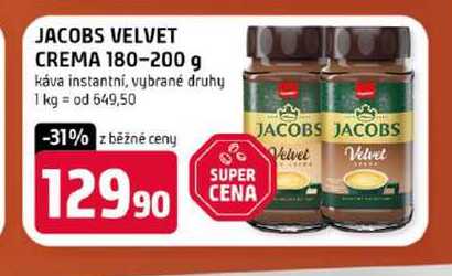 JACOBS VELVET CREMA 180-200 g káva instantní, vybrané druhy