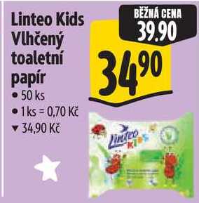 Linteo Kids Vlhčený toaletní papír, 50 ks