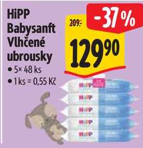 HiPP Babysanft Vlhčené ubrousky, 5x 48 ks