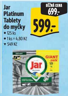Jar Platinum Tablety do myčky, 125 ks