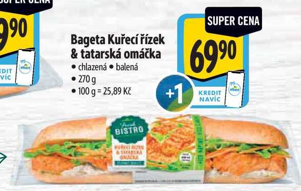 Bageta Kuřecí řízek & tatarská omáčka, 270 gNAVIC