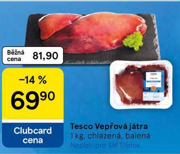 Tesco Vepřová játra, 1 kg, chlazená, balená 