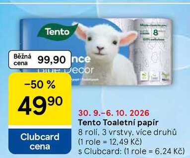 Tento Toaletní papír, 8 rolí, 3 vrstvy, více druhů