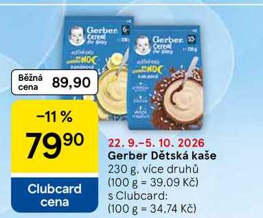Gerber Dětská kaše, 230 g, více druhů