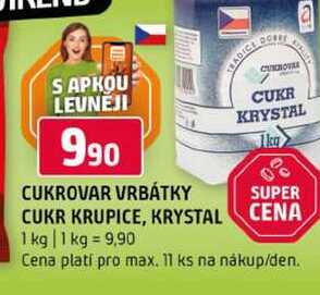CUKROVAR VRBÁTKY CUKR KRUPICE, KRYSTAL 1 kg