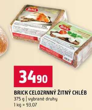 BRICK CELOZRNNÝ ŽITNÝ CHLÉB 375 g vybrané druhy
