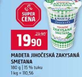 MADETA JIHOČESKÁ ZAKYSANÁ SMETANA 180 g 15 % tuku 