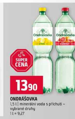 ONDRÁŠOVKA 1,5l minerální voda s příchutí vybrané druhy