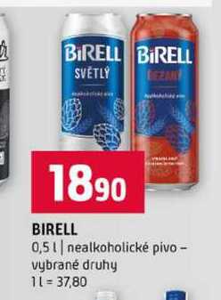 BIRELL 0,5l nealkoholické pivo vybrané druhy
