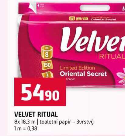 VELVET RITUAL 8x 18,3 m toaletní papír 3vrstvý
