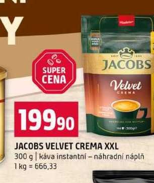JACOBS VELVET CREMA XXL CREMA 300g káva instantní náhradní náplň