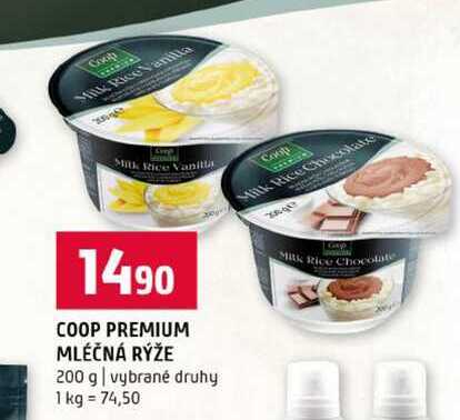 COOP PREMIUM MLÉČNÁ RÝŽE 200 g vybrané druhy