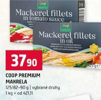 COOP PREMIUM MAKRELA 125/82-90 g vybrané druhy