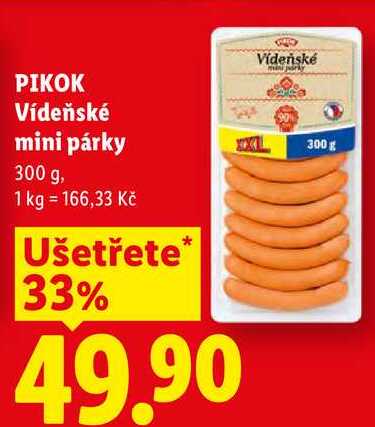 PIKOK Vídeňské mini párky, 300 g 