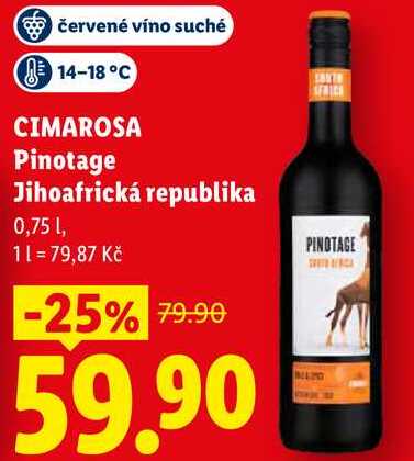 CIMAROSA Pinotage Jihoafrická republika, 0,75 l 