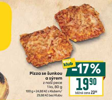 Pizza se šunkou a sýrem z naší pece 1ks, 80 g
