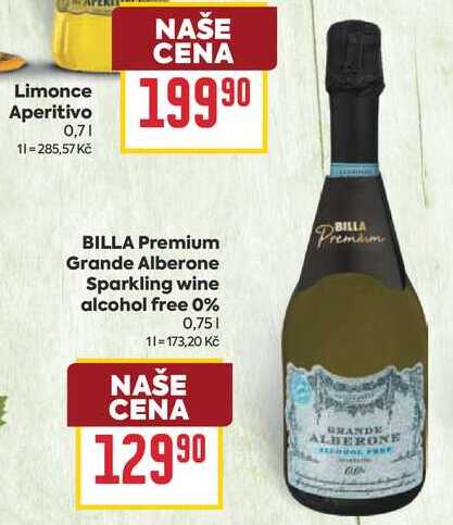 BILLA Premium Grande Alberone Sparkling wine alcohol free 0% 0,75l