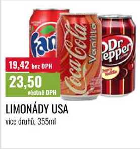 LIMONÁDY USA více druhů, 355ml