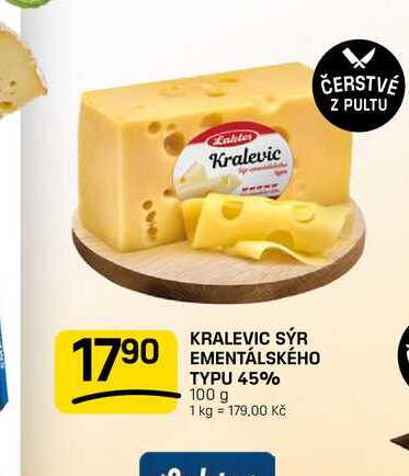 KRALEVIC SÝR EMENTÁLSKÉHO TYPU 45% 100 g 