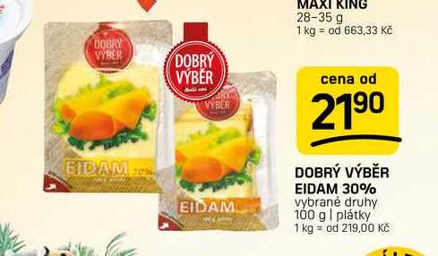 DOBRÝ VÝBĚR EIDAM 30% vybrané druhy 100 g | plátky