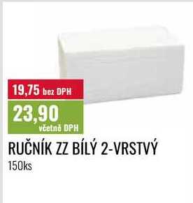 RUČNÍK ZZ BÍLÝ 2-VRSTVÝ, 150ks