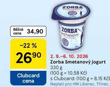 Zorba Smetanový jogurt, 330 g