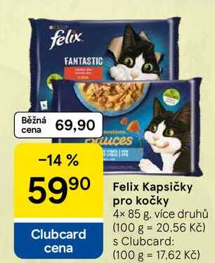 Felix kapsičky pro kočky, 4 x 85 g