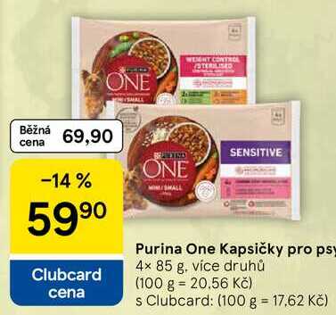 Purina One Kapsičky pro psy, 4× 85 g