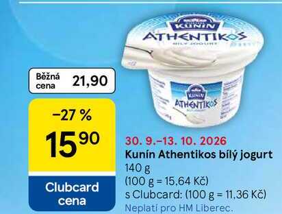 Kunín Athentikos bílý jogurt, 140 g 