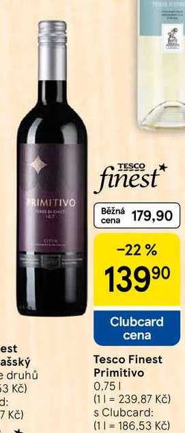 Tesco Finest Primitivo, 0.75 l