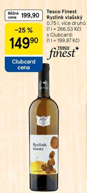 Tesco Finest Ryzlink vlašský, 0.75 l