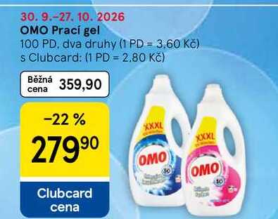 OMO Prací gel, 100 PD, dva druhy