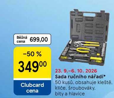 Sada ručního nářadí, 50 kusů, obsahuje kleště. klíče, šroubováky. bity a hlavice