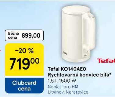 Tefal KO140AEO rychlovarná konvice bílá, 1.5 I. 1500 W 