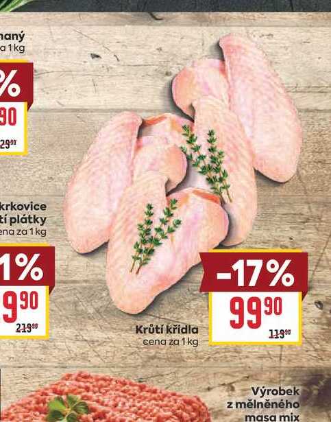 Krůtí křídla cena za 1 kg 