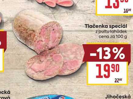 Tlačenka speciál z pultu lahůdek cena za 100 g 