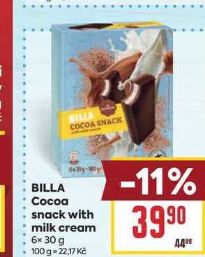 BILLA Cocoa snack with milk cream 6x 30 g 