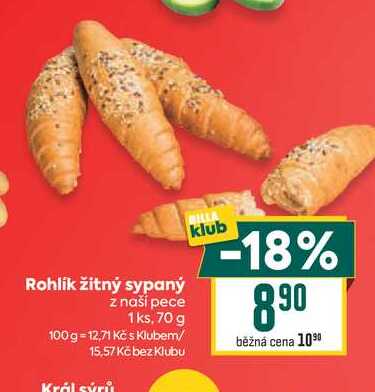 Rohlík žitný sypaný z naší pece 1ks, 70 g