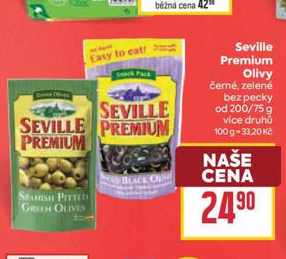 Seville Premium Olivy černé, zelené bez pecky od 200/75 g