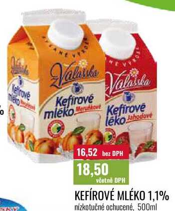 KEFÍROVÉ MLÉKO 1,1% nízkotučné ochucené, 500ml