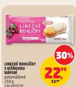 LINECKÉ ROHLÍČKY S VIŠŇOVOU NÁPLNÍ polomáčené, 210 g