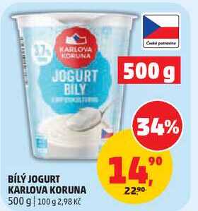 BÍLÝ JOGURT KARLOVA KORUNA, 500 g 